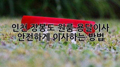 인천 장봉도 원룸 용달이사, 안전하게 이사하는 방법